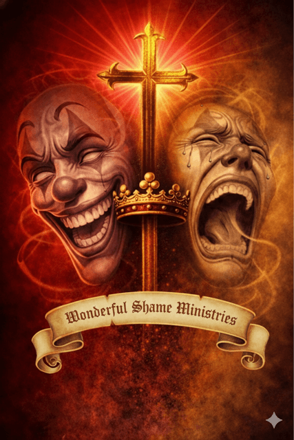 Wonderful Shame Ministries - Theatrical masks with crown and cross